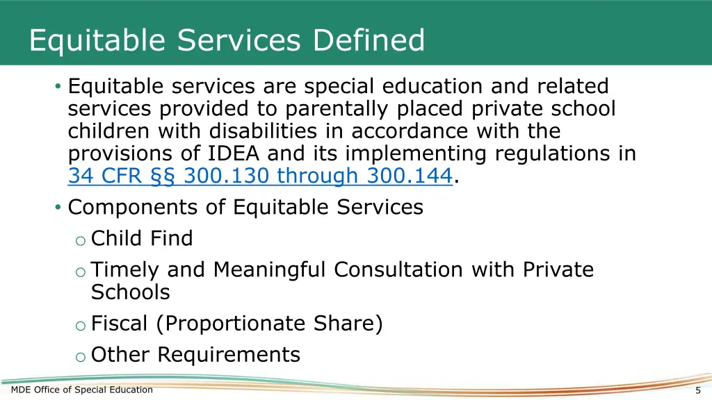 equitable services defined