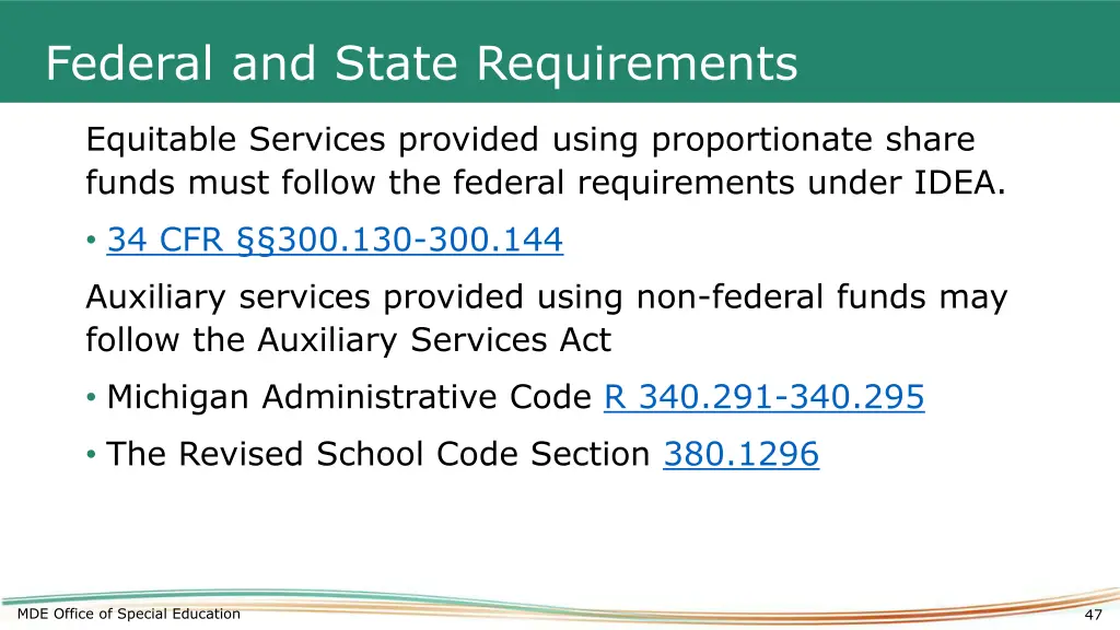 federal and state requirements