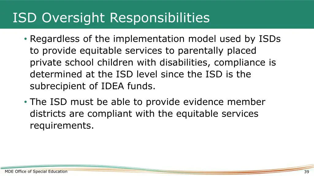 isd oversight responsibilities