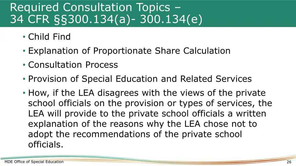 required consultation topics