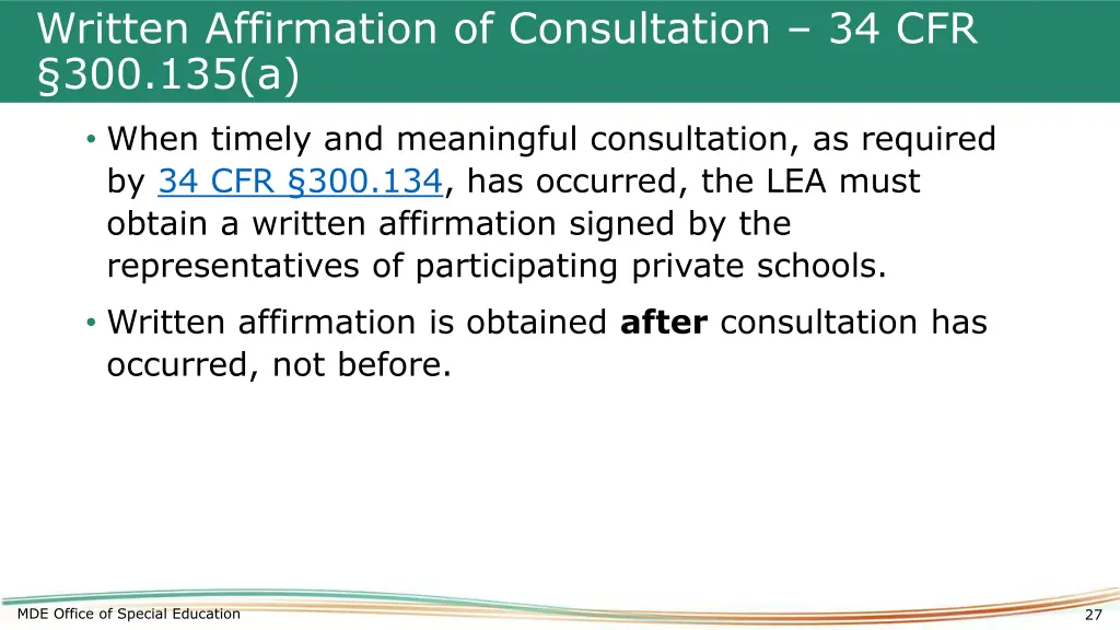 written affirmation of consultation