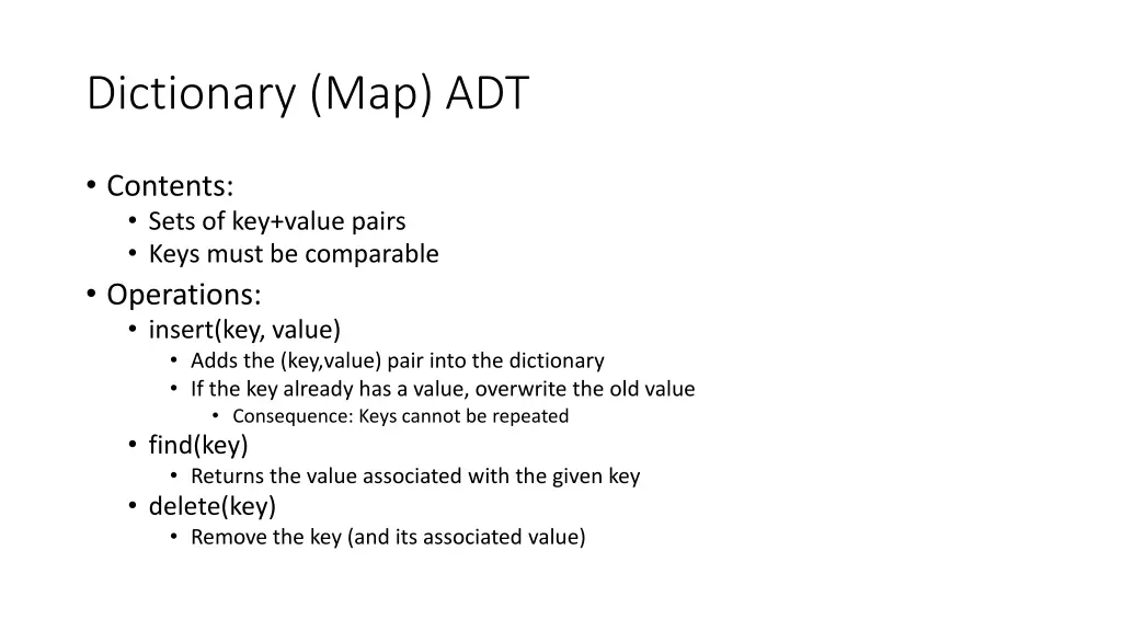 dictionary map adt