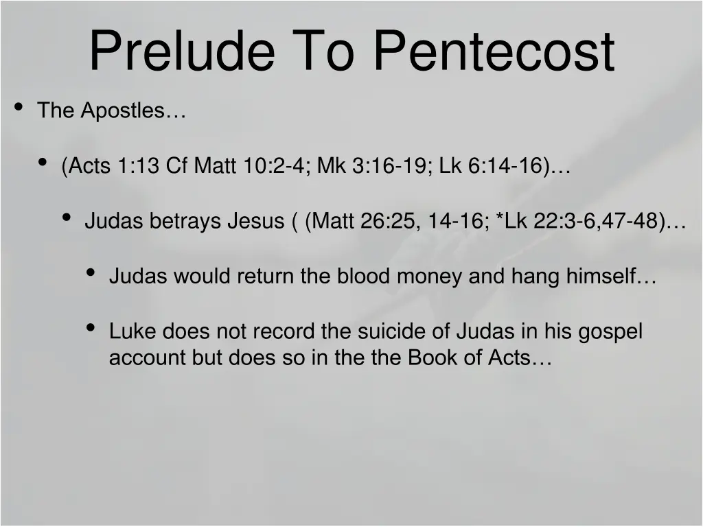 prelude to pentecost the apostles