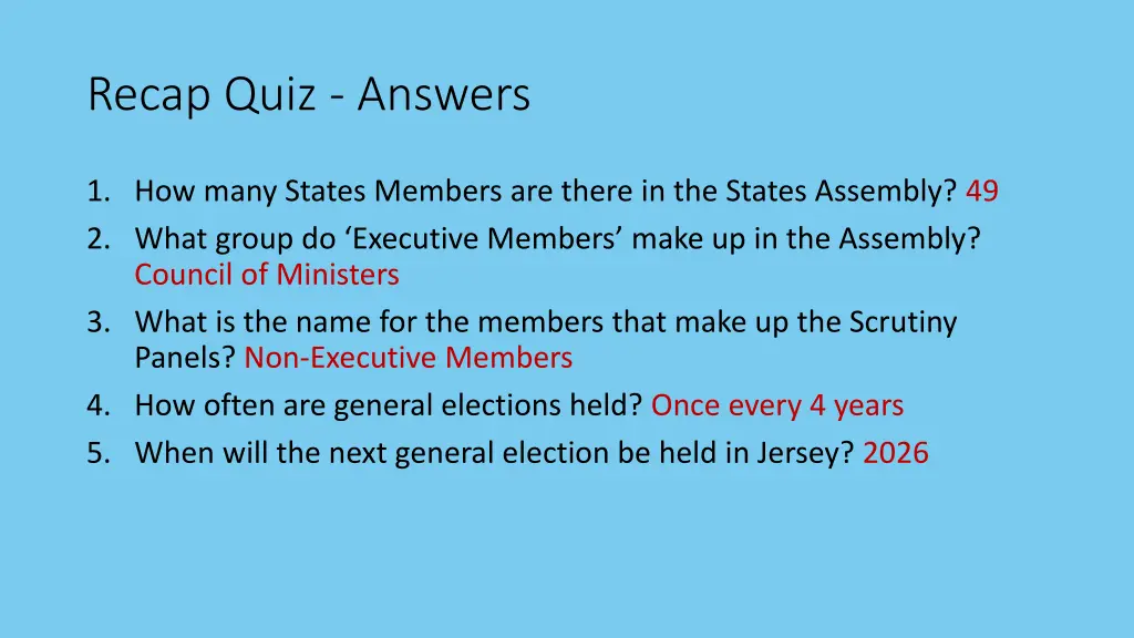 recap quiz answers