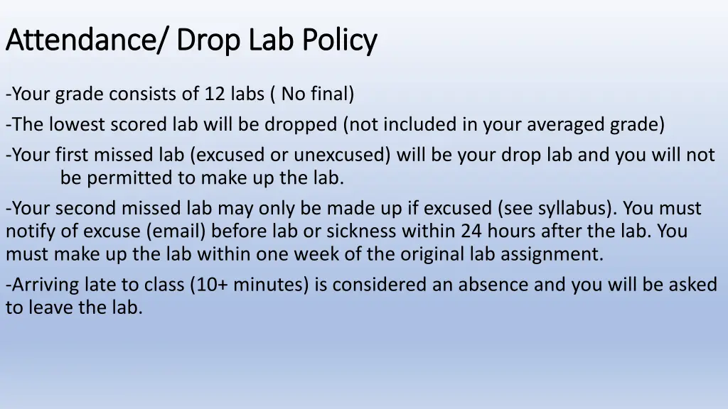 attendance drop lab policy attendance drop