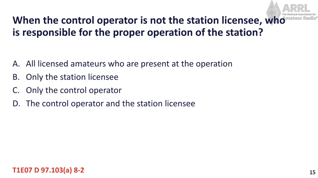 when the control operator is not the station
