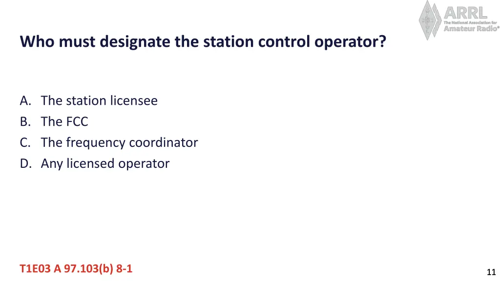 who must designate the station control operator