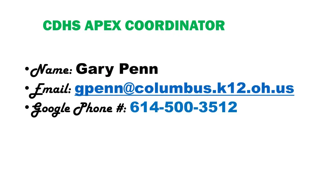 cdhs apex coordinator