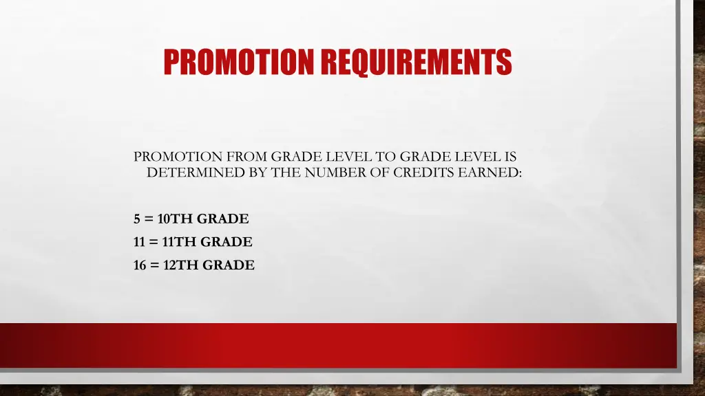 promotion requirements