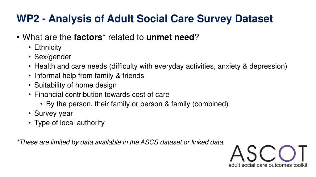 wp2 analysis of adult social care survey dataset 1