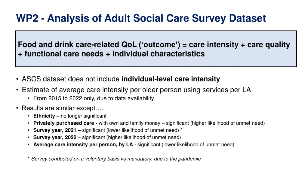 wp2 analysis of adult social care survey dataset 2