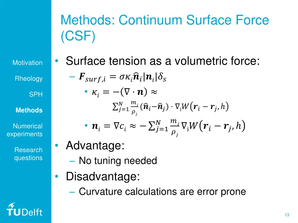 methods continuum surface force csf