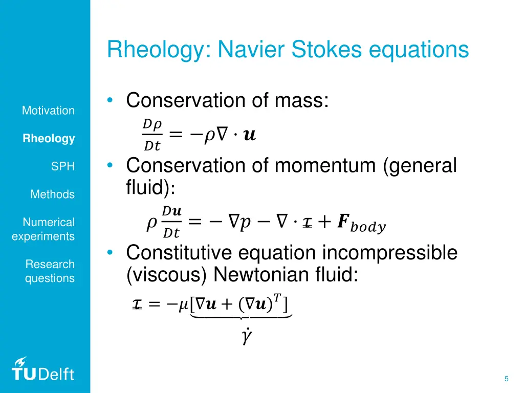 rheology navier stokes equations
