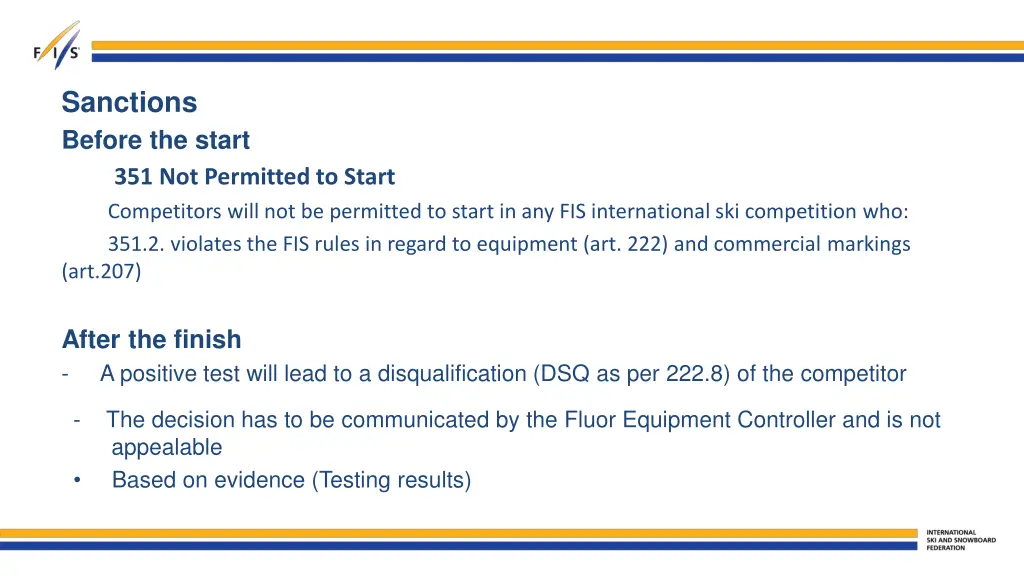 sanctions before the start 351 not permitted