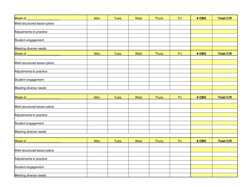 week of well structured lesson plans