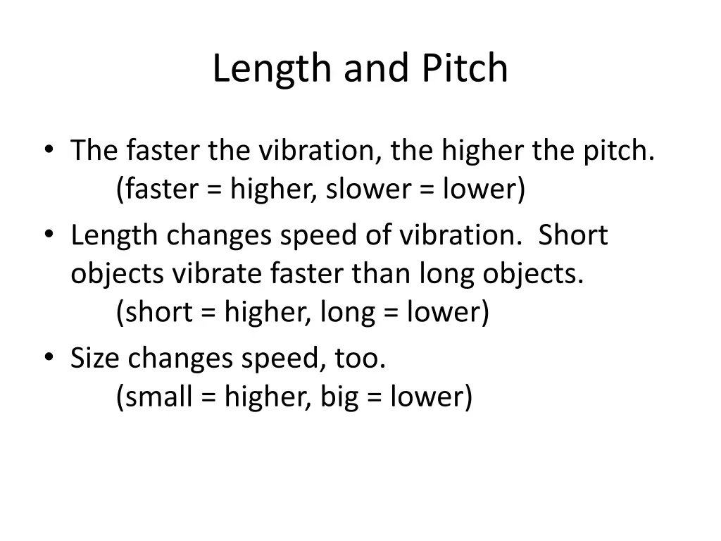 length and pitch
