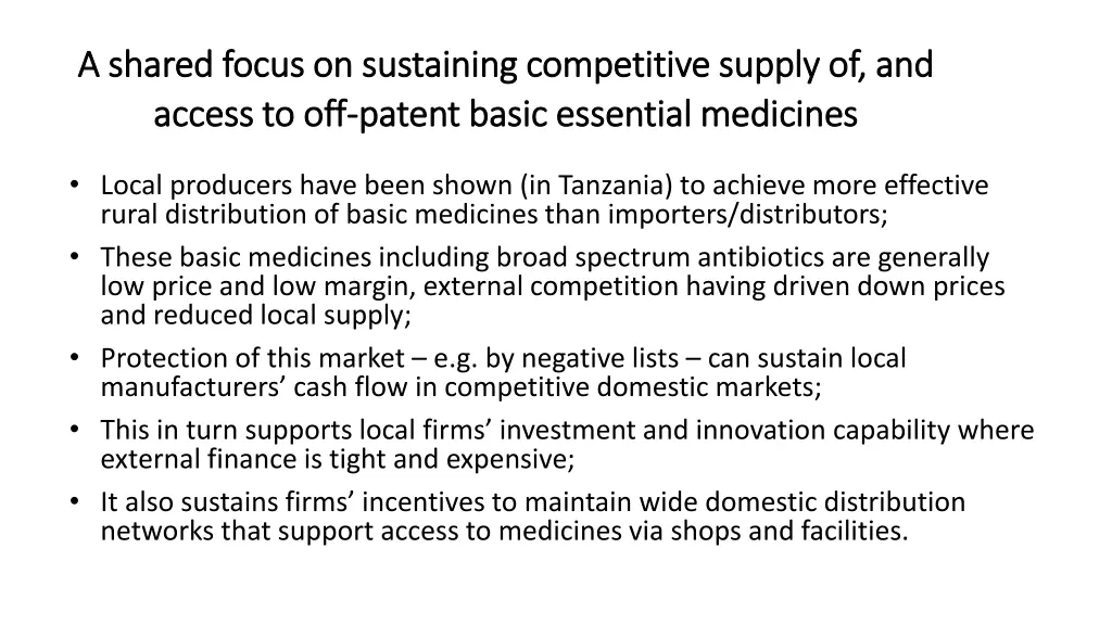 a shared focus on sustaining competitive supply