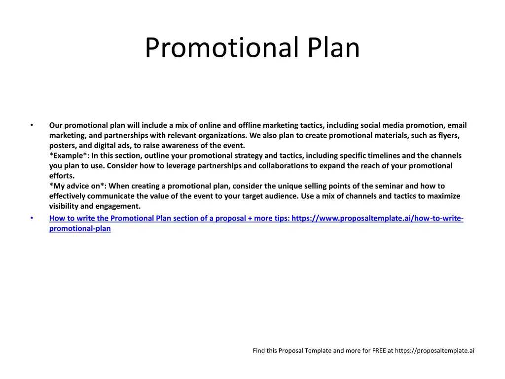 promotional plan