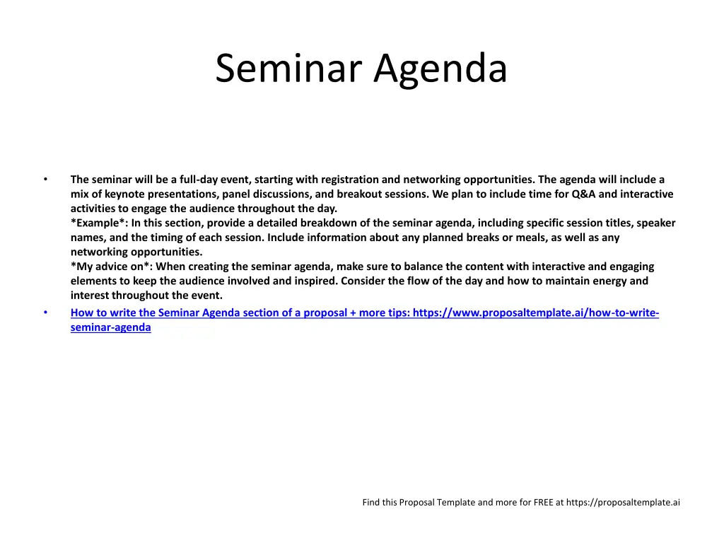 seminar agenda