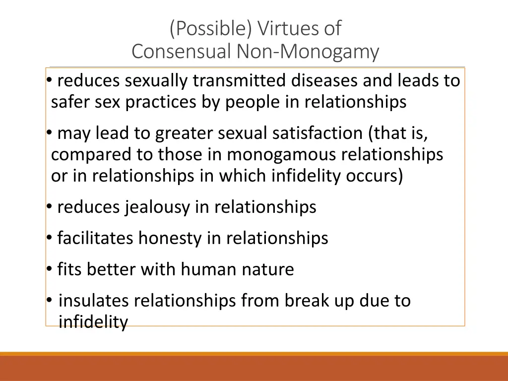 possible virtues of consensual non monogamy