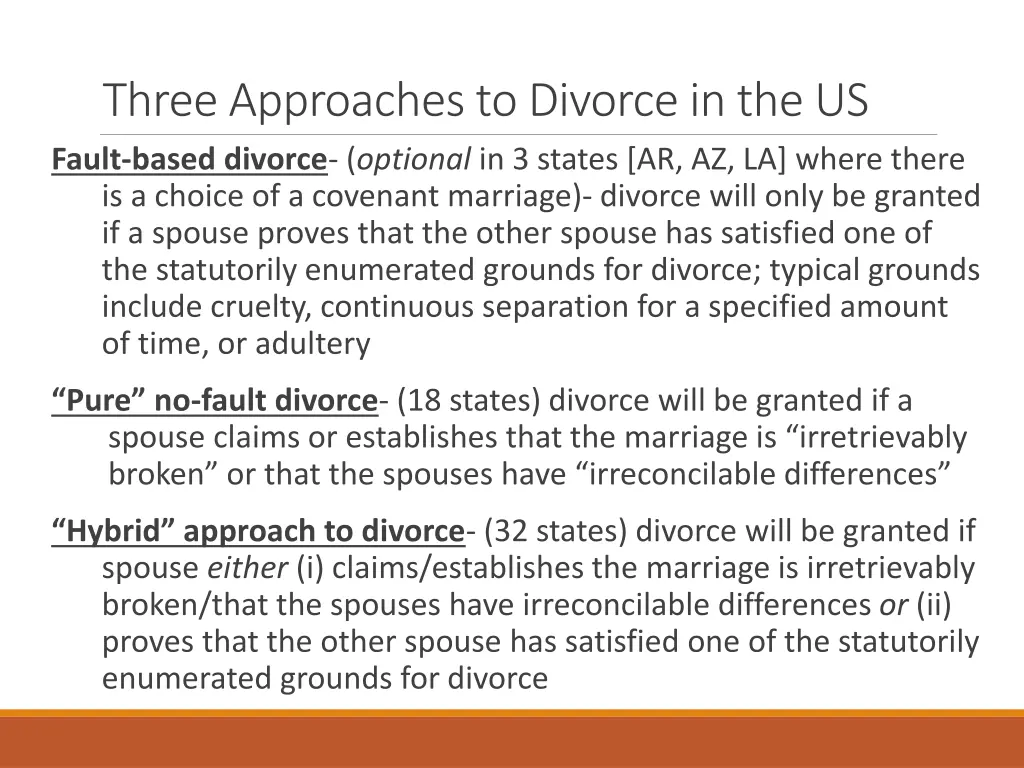 three approaches to divorce in the us fault based