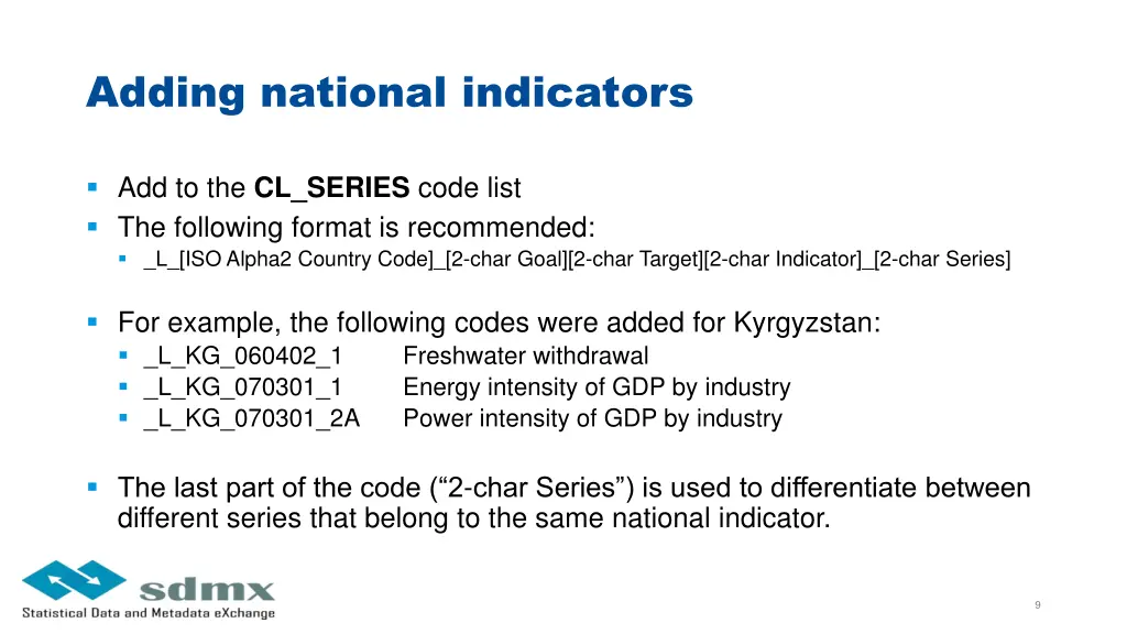 adding national indicators