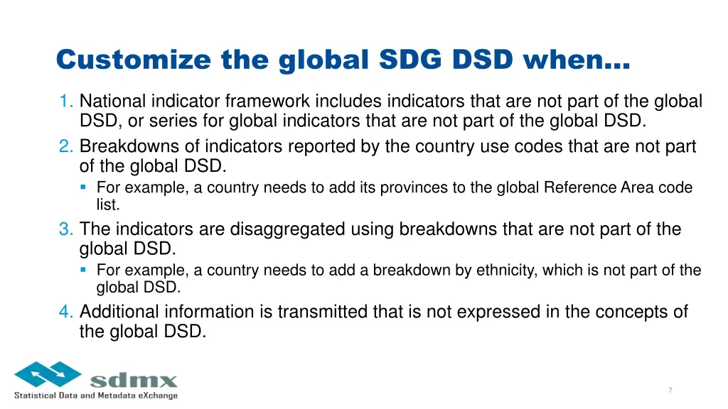 customize the global sdg dsd when