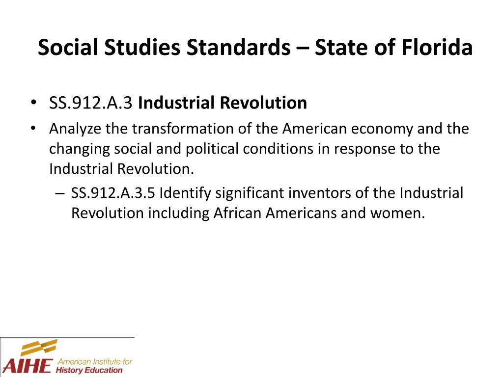 social studies standards state of florida