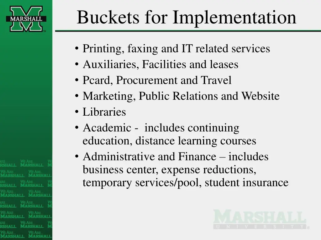 buckets for implementation