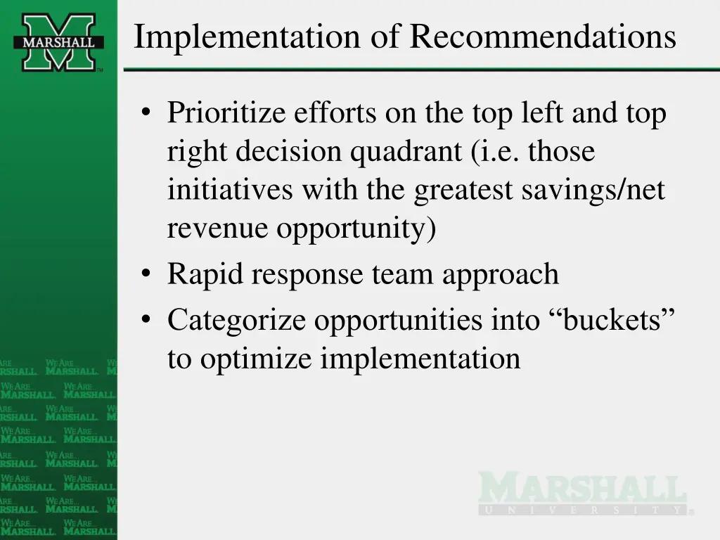 implementation of recommendations