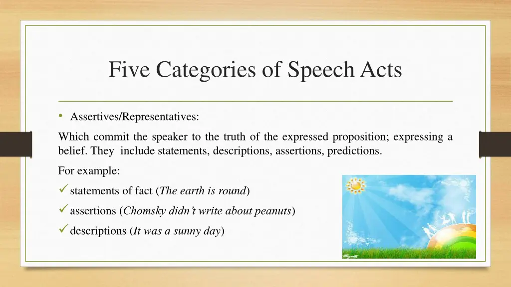five categories of speech acts 1