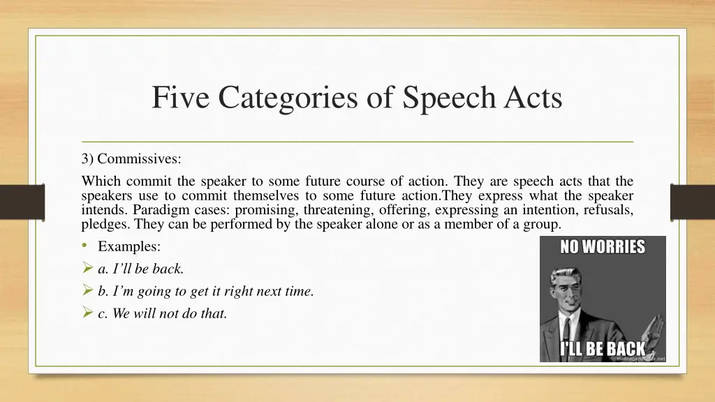 five categories of speech acts 3
