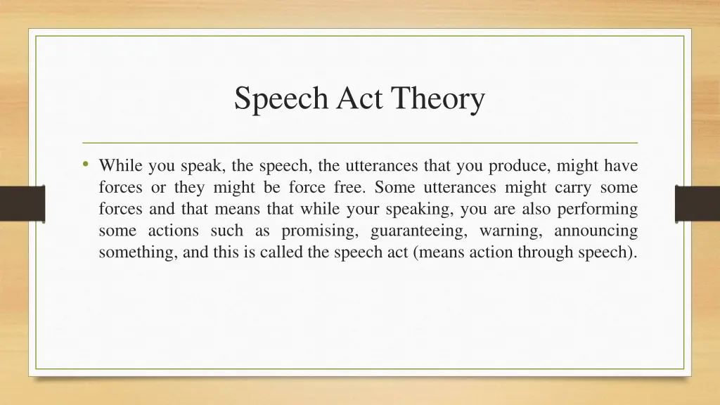 speech act theory 2