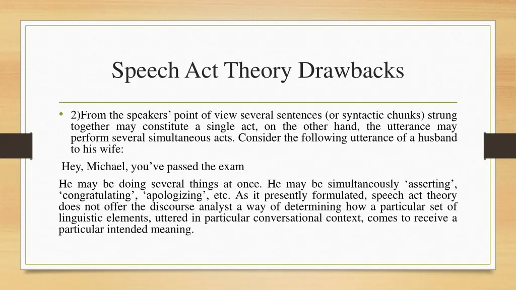 speech act theory drawbacks 1