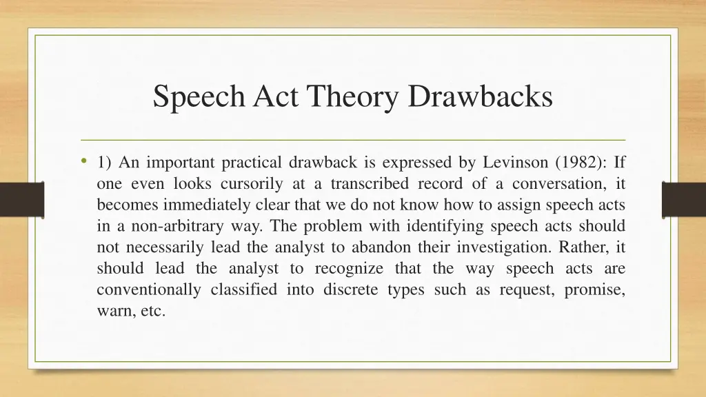 speech act theory drawbacks