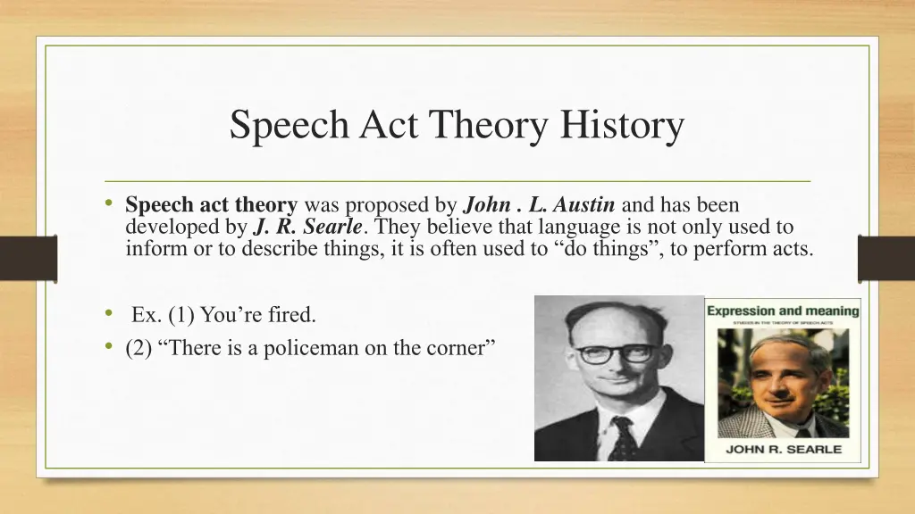 speech act theory history 1