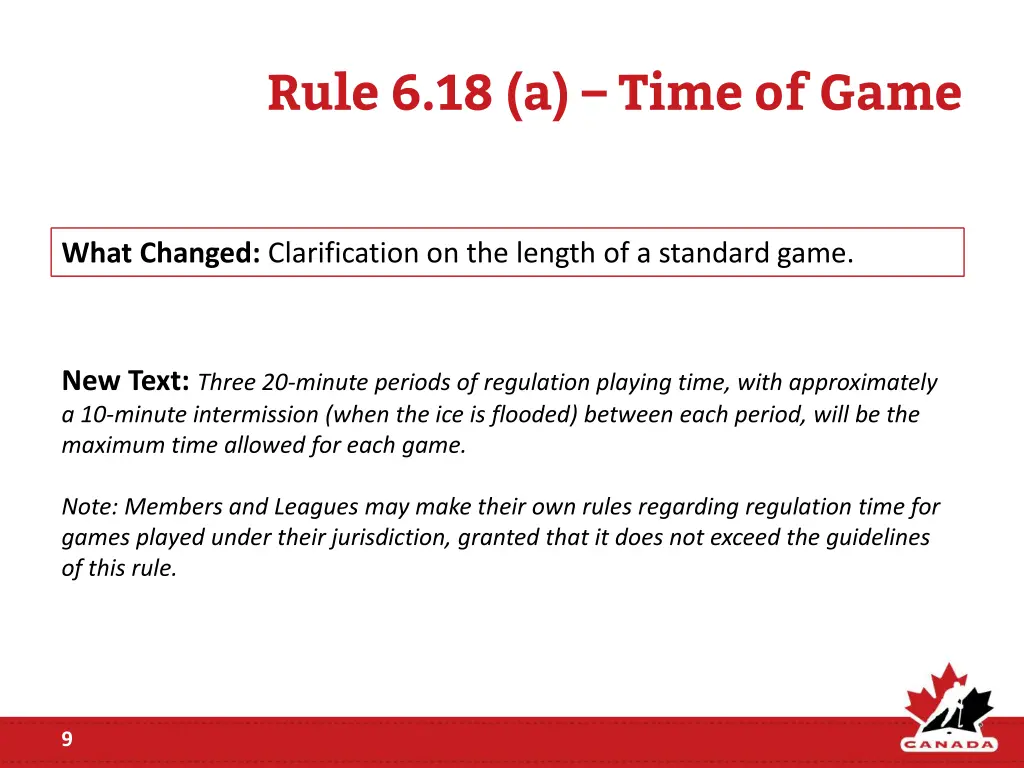 rule 6 18 a time of game