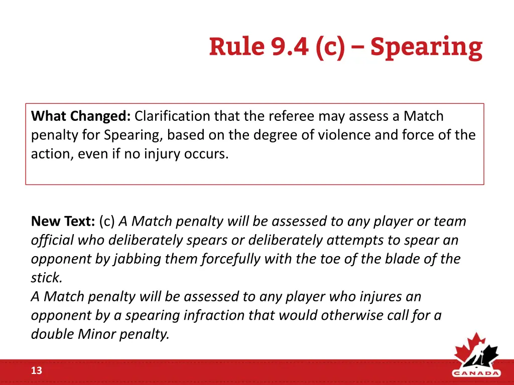 rule 9 4 c spearing