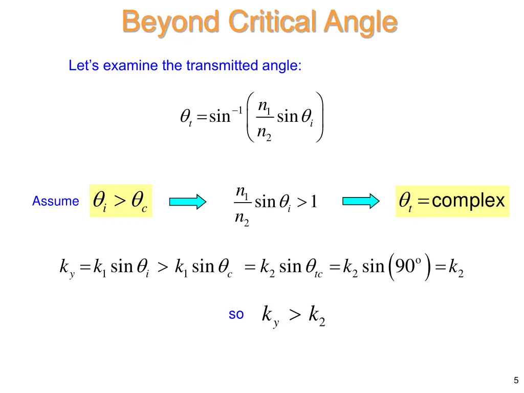 beyond critical angle