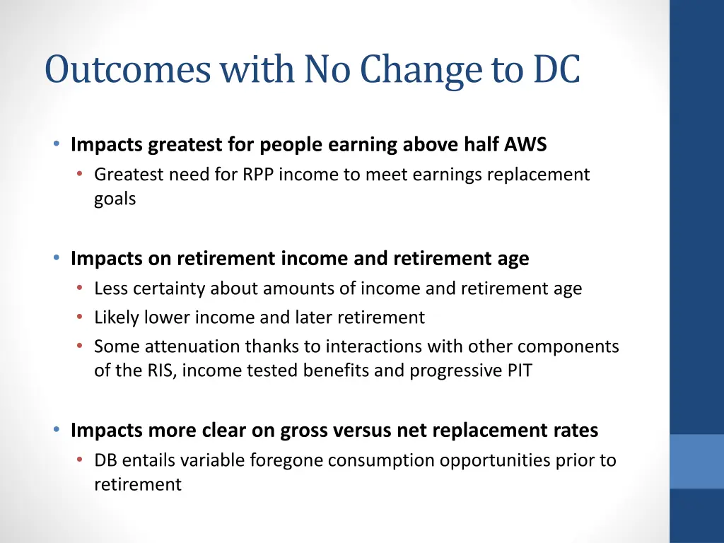 outcomes with no change to dc
