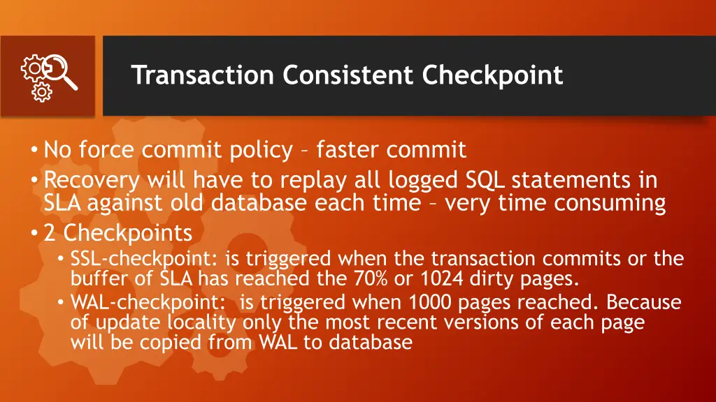 transaction consistent checkpoint