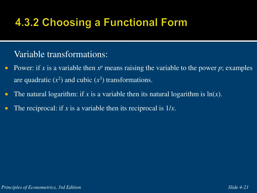 variable transformations