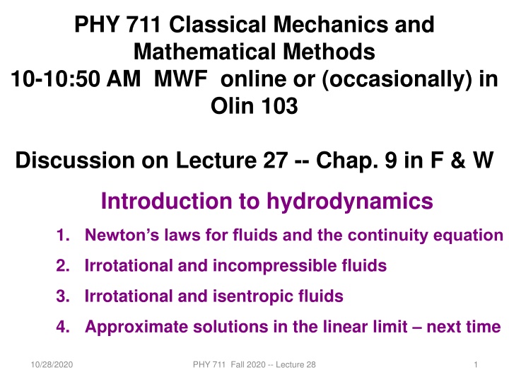 phy 711 classical mechanics and mathematical