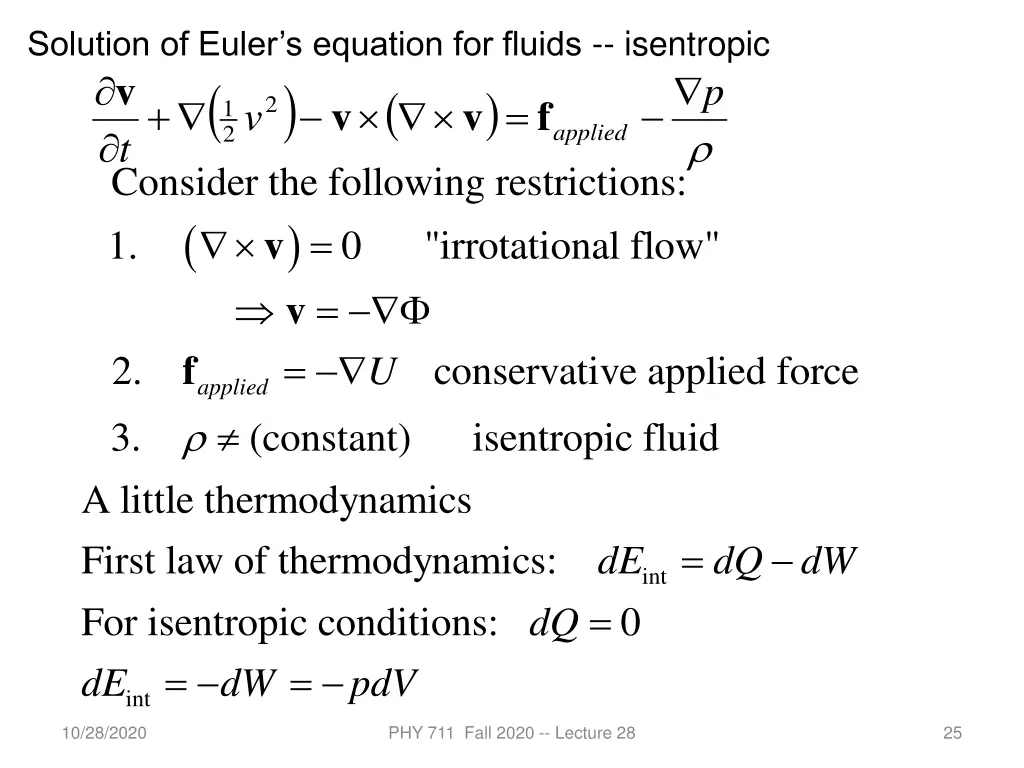 solution of euler s equation for fluids