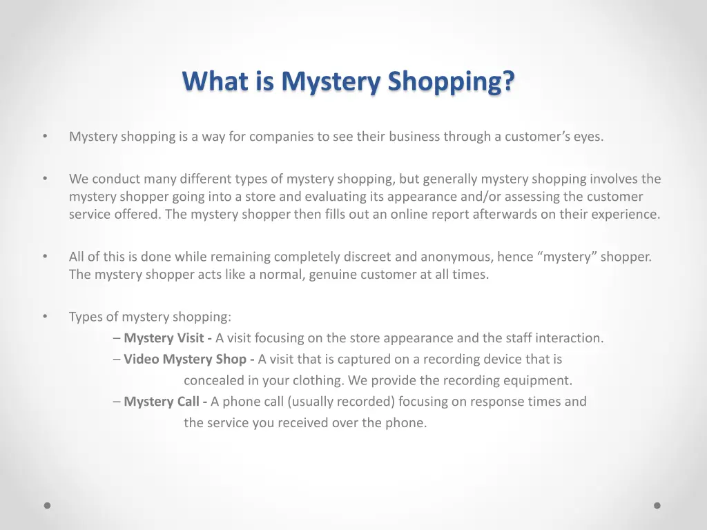 what is mystery shopping