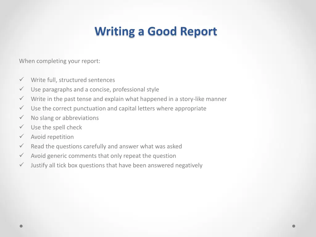 writing a good report 1