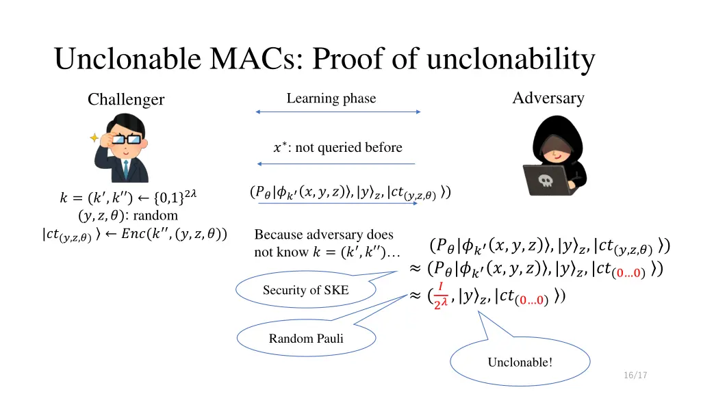 unclonable macs proof of unclonability