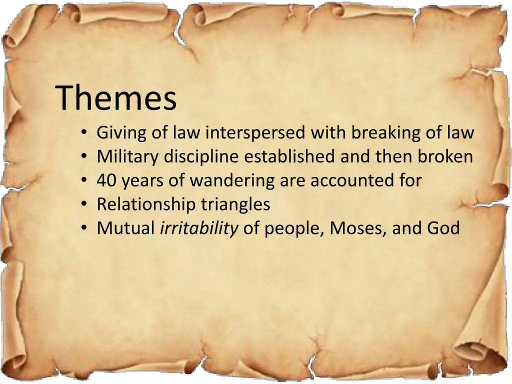 themes giving of law interspersed with breaking