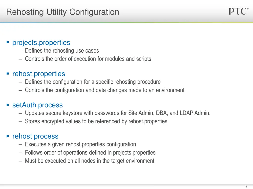 rehosting utility configuration