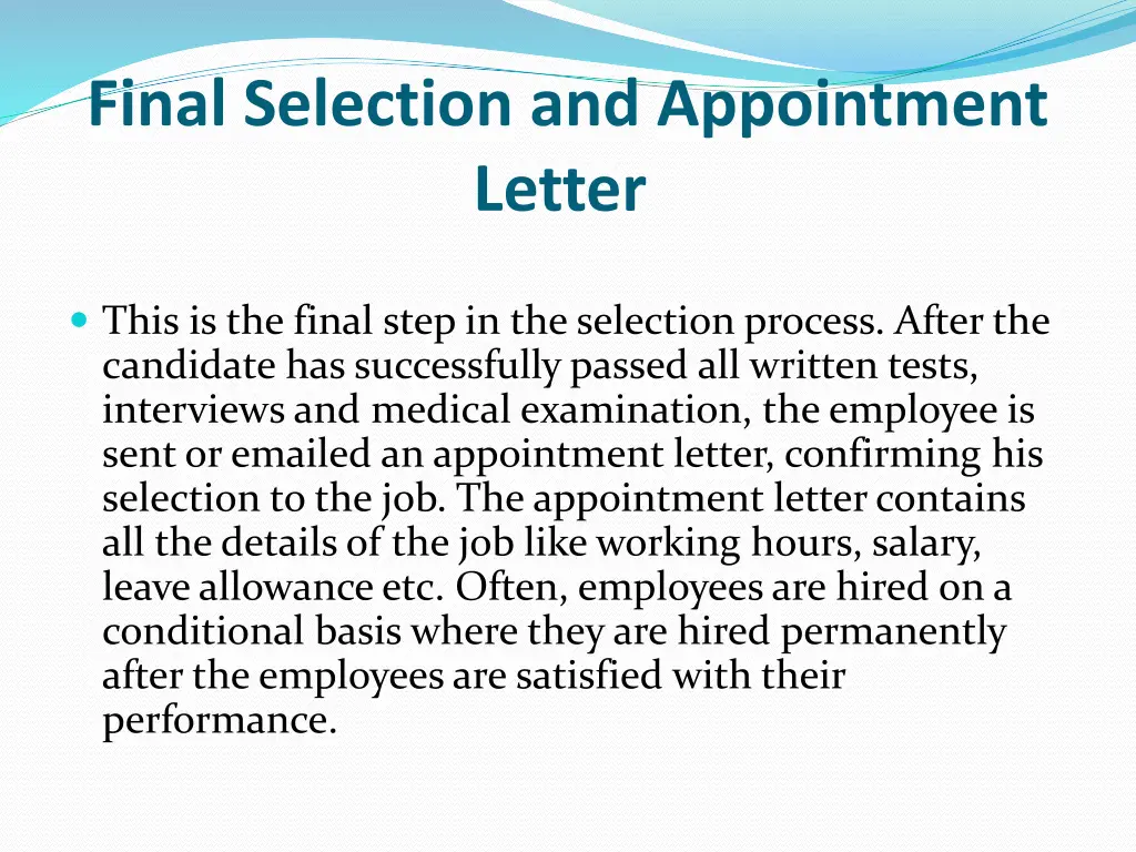 final selection and appointment letter